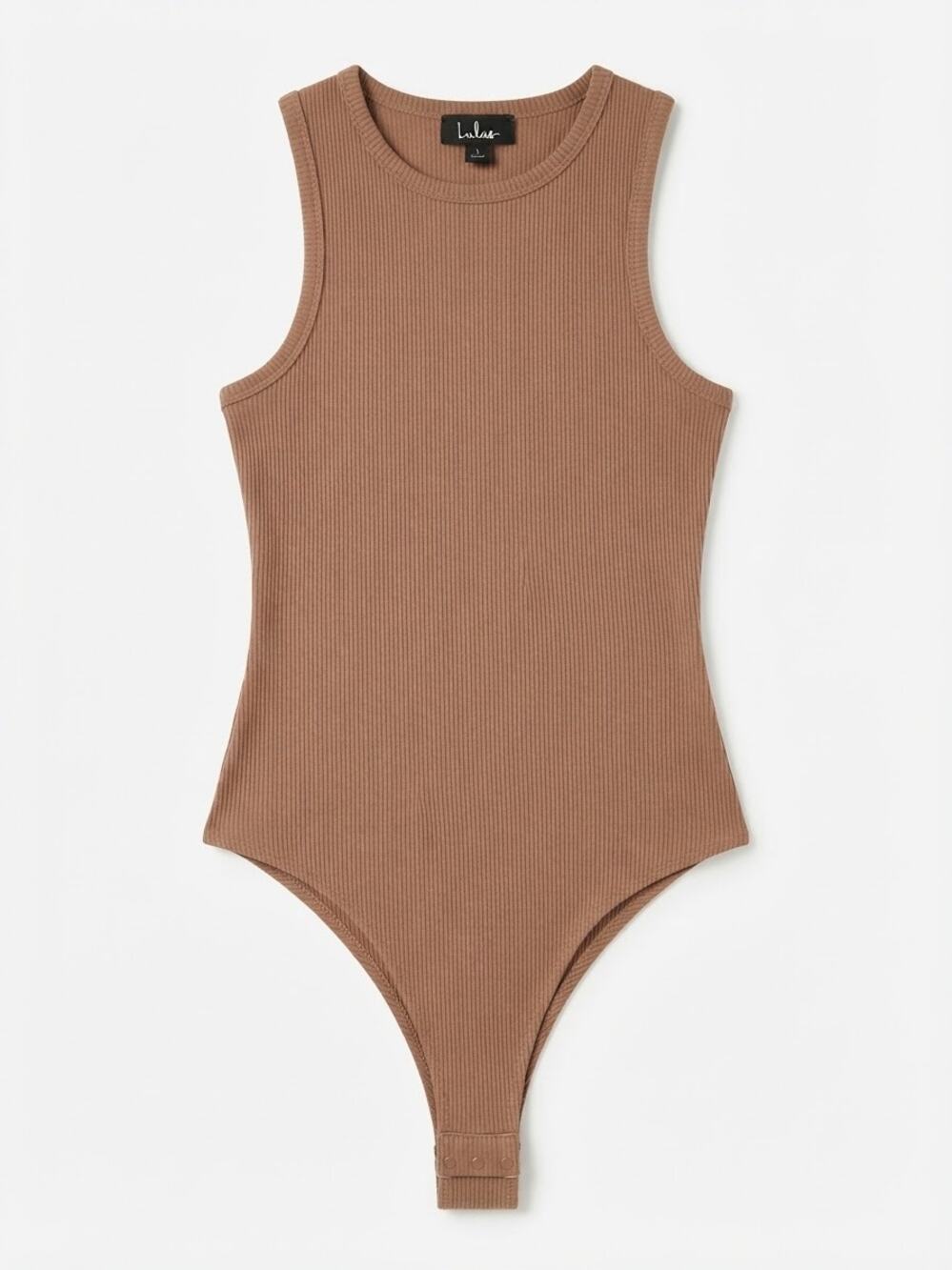 Lulus Bodysuit Ribbed Tank Top Brown Crew Neck Sleeveless Bodysuit Size S Fall
